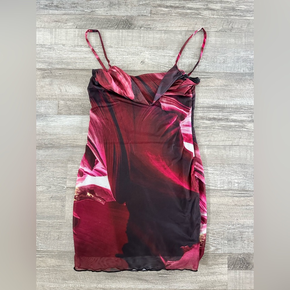Miss Lola Red Slip Mini Dress Spaghetti Strap Sleeveless